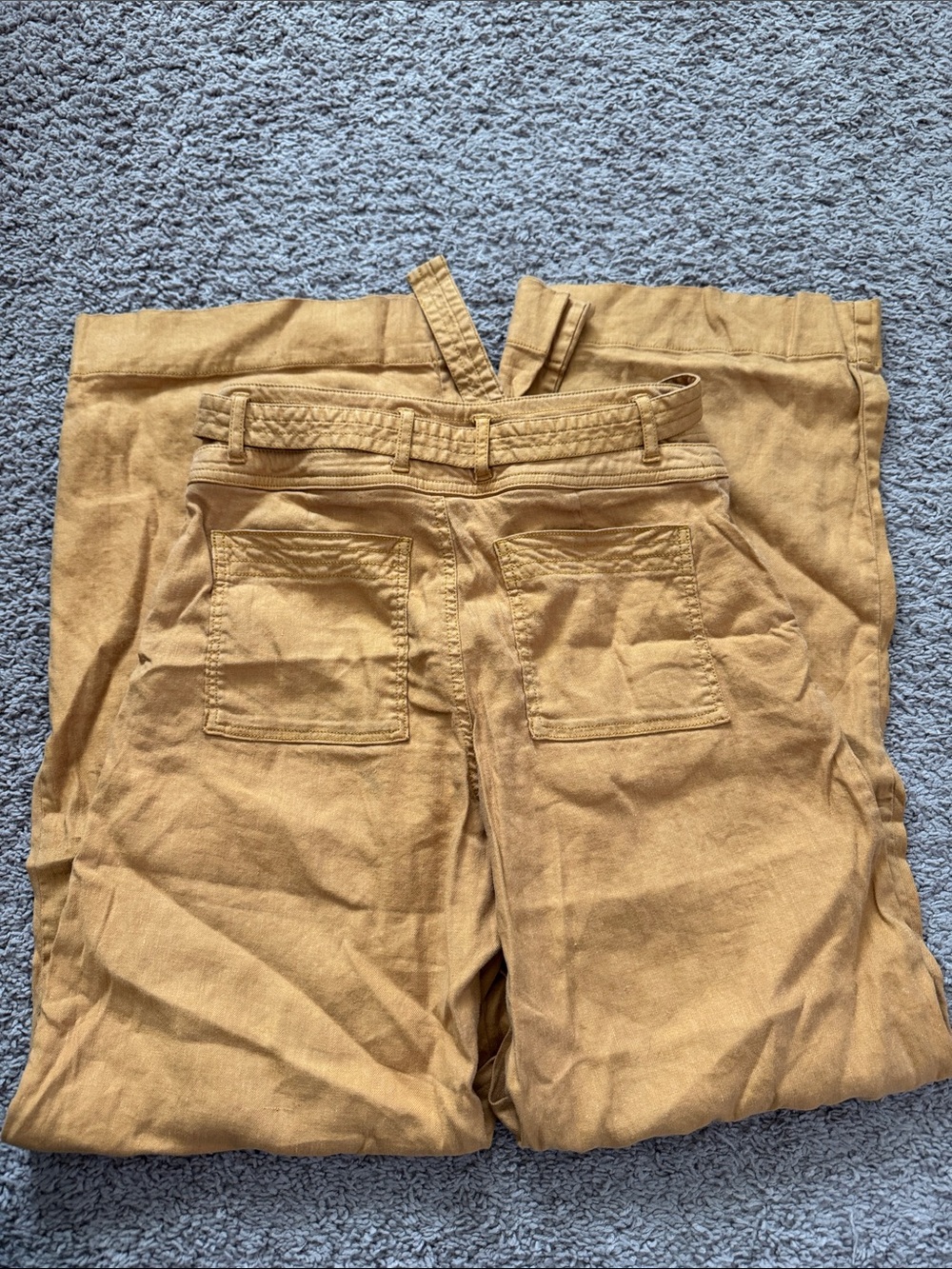 Anthropologie High-Waist Wide Leg Tie Belt Pants - Mustard Yellow - Picture 5 of 6